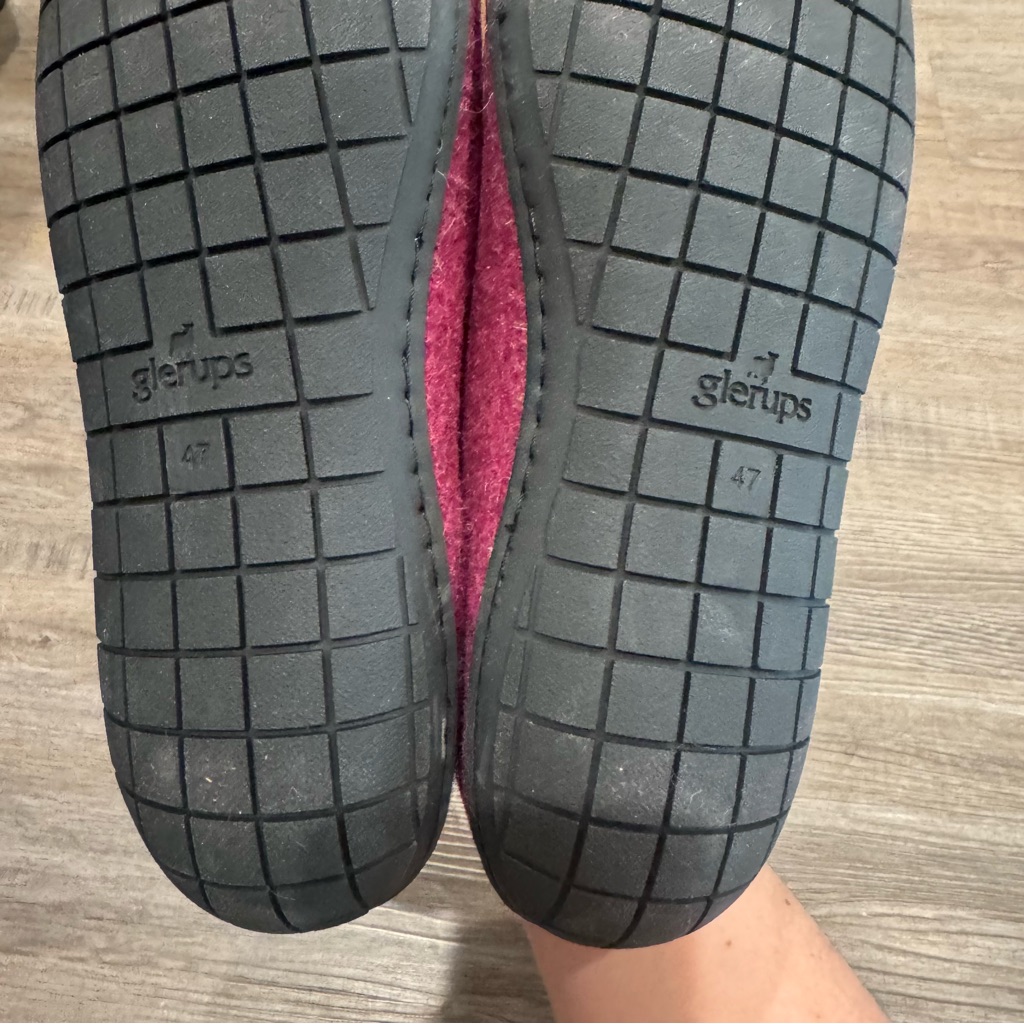 Glerups Cranberry Wool Black Rubber Slip On Slippers — image 8 of 8